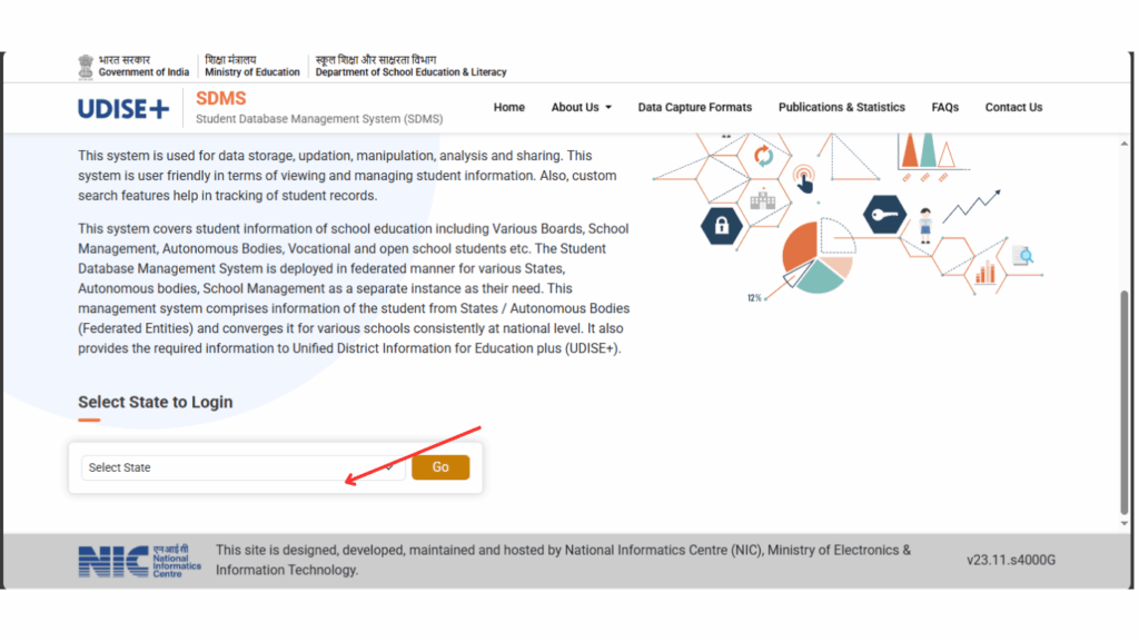 Student Module state login gateway requesting state selection before loading regional servers